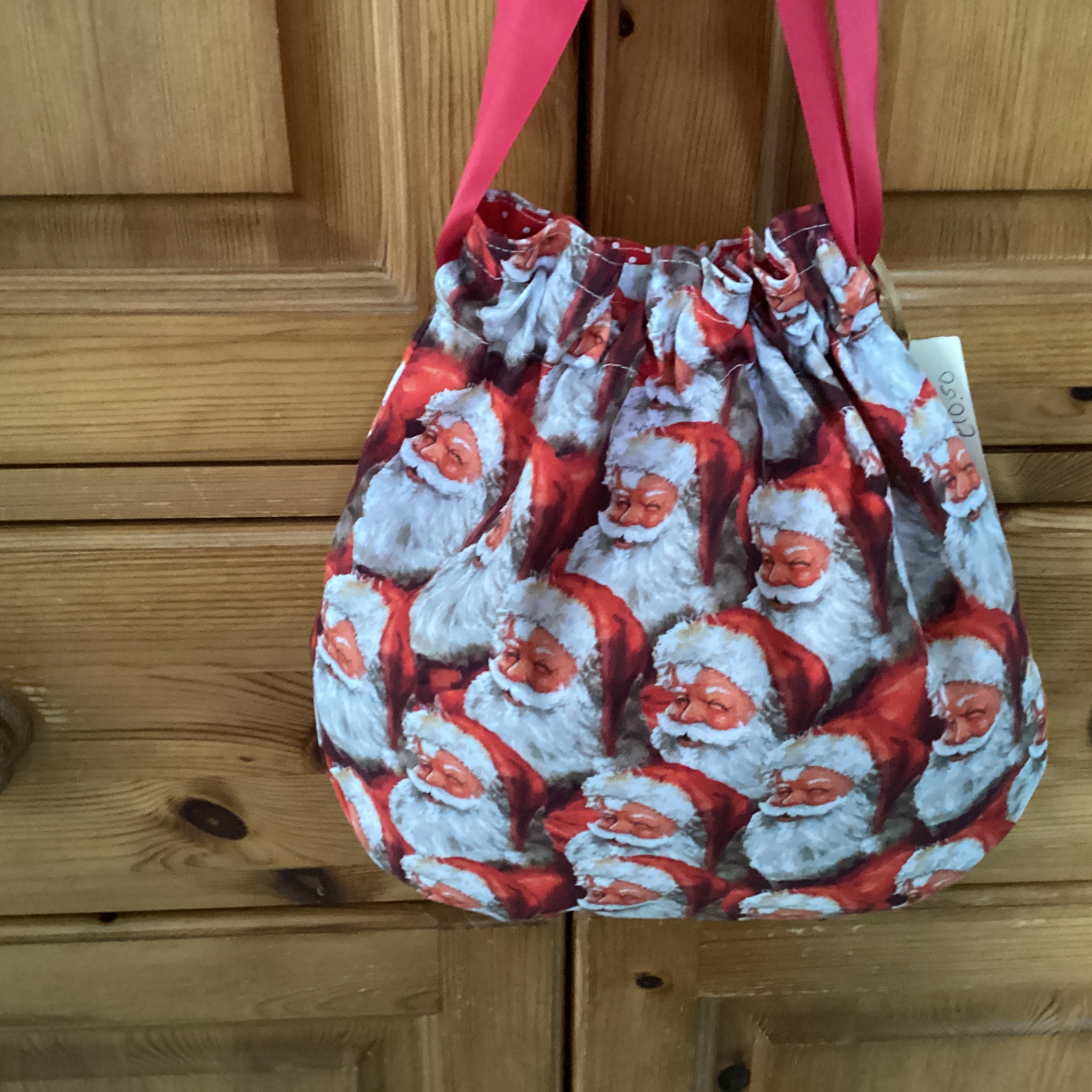 Christmas Gift Bag - happy Santa faces large